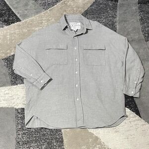 Frank & Eileen McLoghlin Shirt Women XS/S Gray Flannel Button Front Pockets
